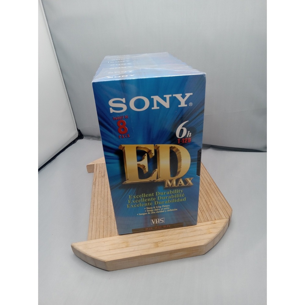 NEW & SEALED! Sony VHS Tapes 6 HOURS Premium VHS‎ (8) Pack T-120 ED MAX